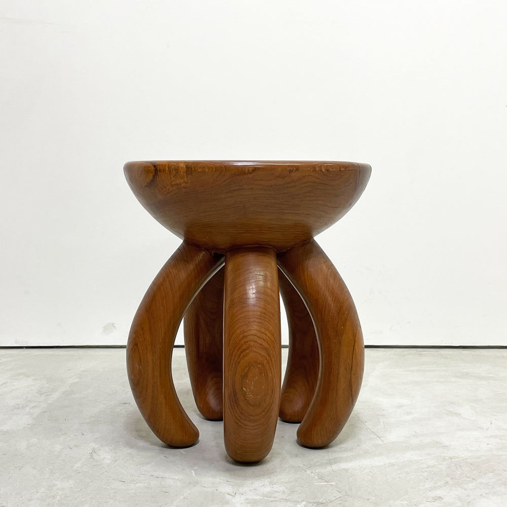 ヨーガンレール ババグーリ Jurgen Lehl Babaghuri チーク無垢材 スツール Stool 5本脚 丸太 ハンドメイド プリミティブ 希少 ●