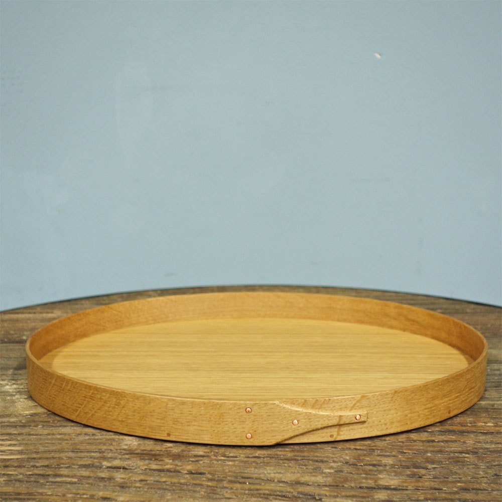 フナハシトモハル 楕円盆 オーク材 30x23cm オーバルトレイ 現代作家 ◎