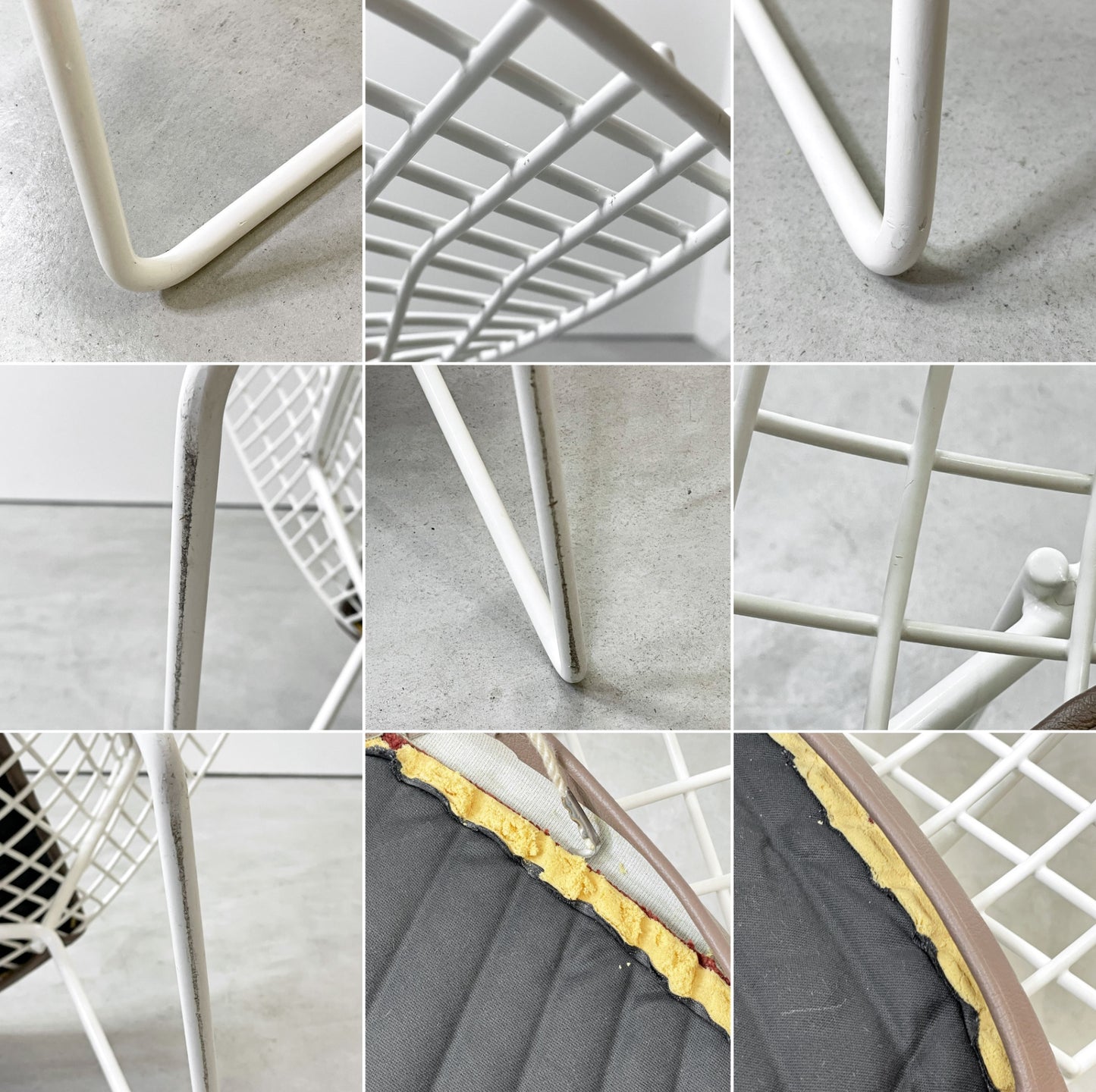 ノル Knoll ダイヤモンドチェア Diamond Chair ラウンジチェア ビンテージ ハリー・ベルトイア Harry Bertoia ホワイトフレーム シートパッド付 ミッドセンチュリー ●