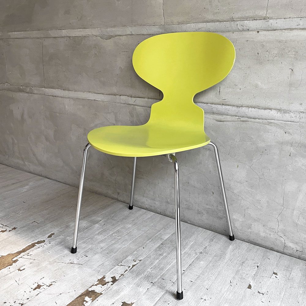 フリッツハンセン Fritz Hansen アントチェア ANT CHAIR アリンコチェア 4本脚 3101 ライムカラー ラッカー仕上げ アルネ・ヤコブセン デンマーク 北欧家具 B♪
