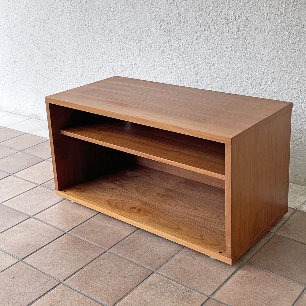 無印良品 MUJI スタッキングキャビネット AVボード テレビボード ウォールナット材 オープン 2段 アジャスター付き W82.5cm シンプルデザイン ◇