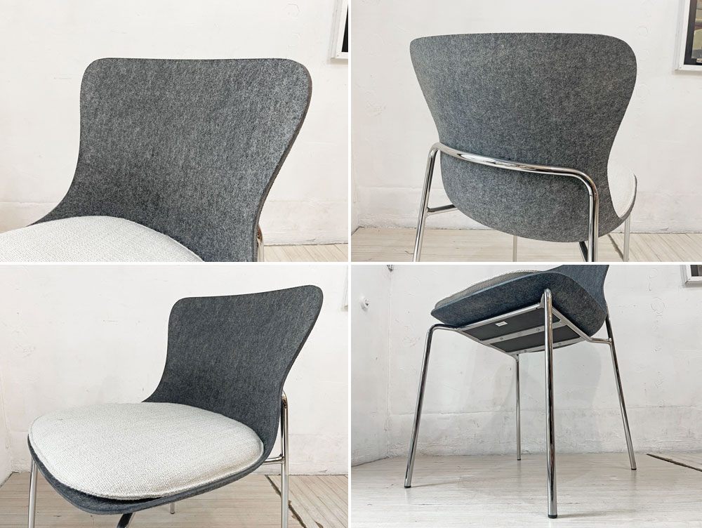 リーンロゼ ligne roset エットリアーノ チェア Ettoriano Chair ダイニングチェア フェルト生地 スチールベース ミニマルデザイン B ★