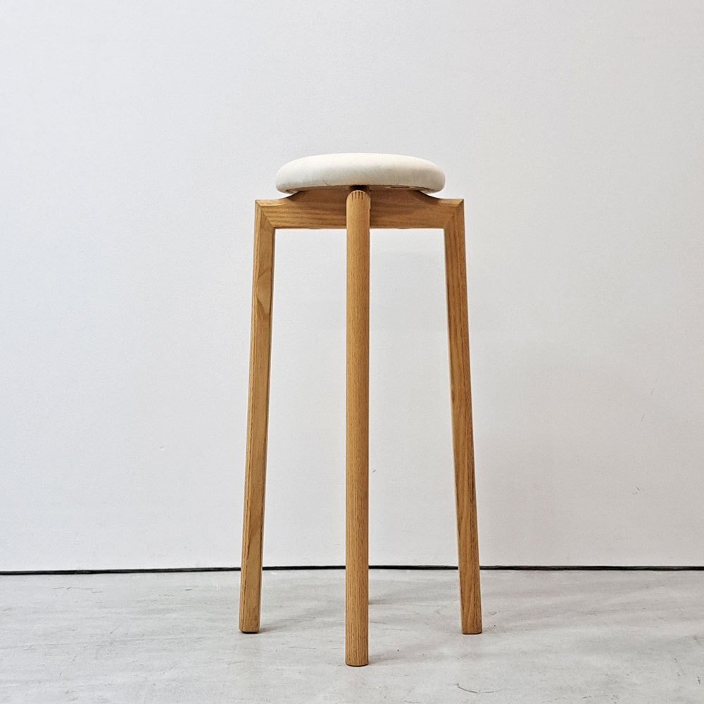 匠工芸 TAKUMI マッシュルームスツール MUSHROOM ハイスツール Lサイズ ファブリック座面  ホワイトアッシュ材 旭川家具 B ●