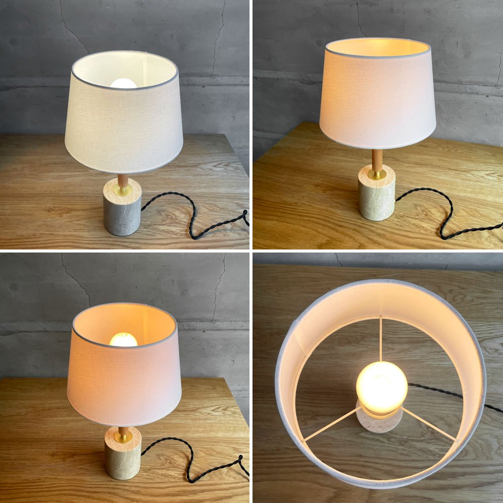 アートワークスタジオ ART WORK STUDIO モノリステーブルランプ Monolith-table lamp AW-0600 スタンドライト ホワイト 大理石ベース オーク無垢材 真鍮 ファブリック モダンデザイン 箱付き 美品 ♪