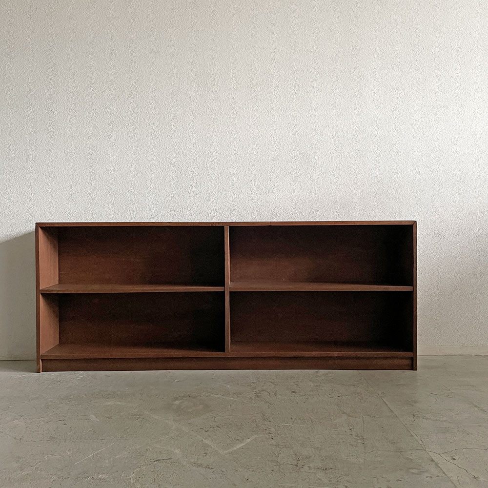 ジャパンビンテージ Japan Vintage 古い木味の本棚 ブックケース シェルフ 2列2段 W203cm 古家具 〓