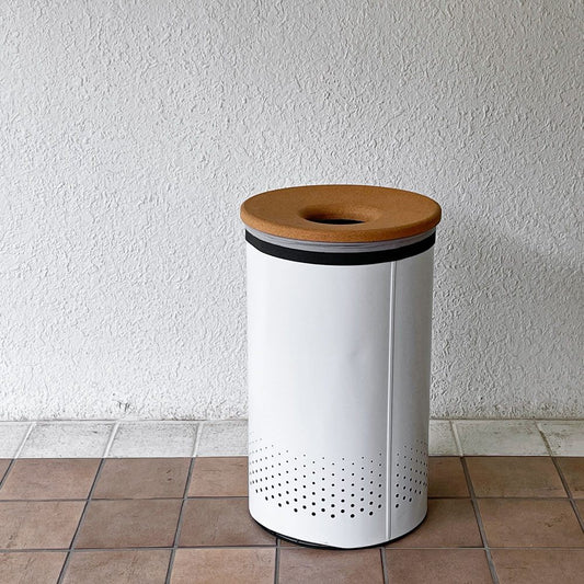 ブラバンシア Brabantia ランドリービン ランドリーボックス 60L スチール×コルク ホワイト モダンデザイン 定価￥21,030- ◇
