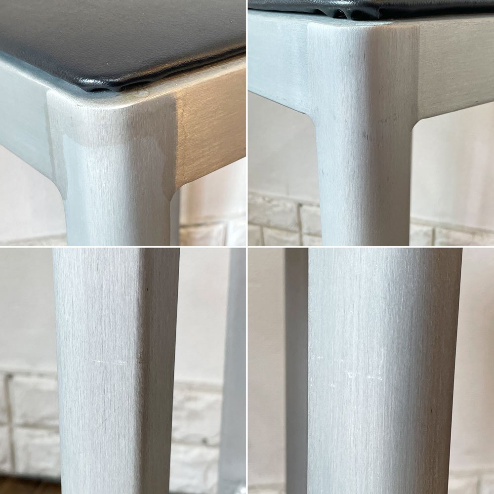 エメコ EMECO カウンタースツール COUNTER STOOL H63cm シートクッション付き フィリップ・スタルク Philippe Starck  ブラッシュドアルミ インダストリアルデザイン ◎