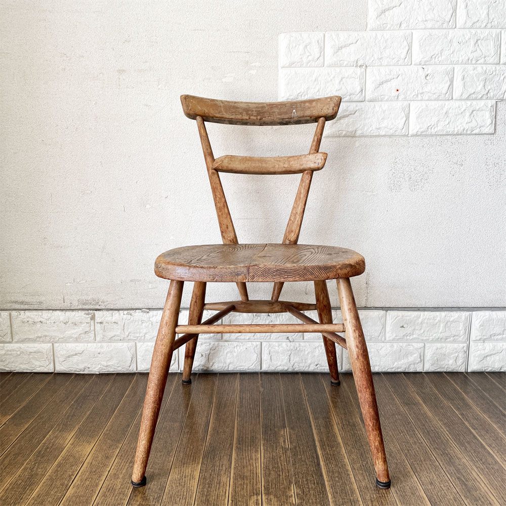 アーコール Ercol ダブルバックチェア スタッキングチェア キッズチェア エルム材 UKビンテージ 英国家具 ◎