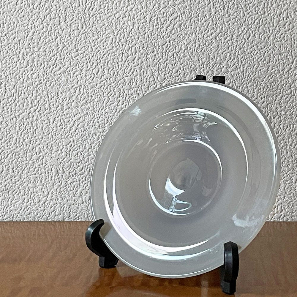 黒川登紀子 ガラス リムプレート グレー w15.2cm 現代作家 ◇