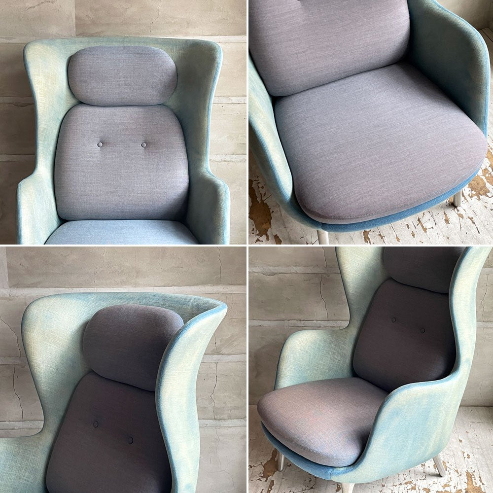 フリッツハンセン Fritz Hansen ロオチェア RO JH1 ラウンジチェア ファブリック Faded Denim Blue アルミベース ハイメ・アジョン 現行定価￥526,680以上 ♪