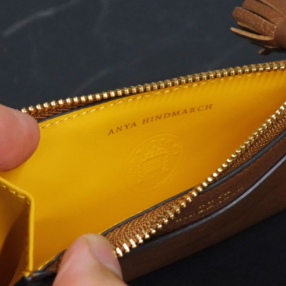 アニヤハインドマーチ ANYA HINDMARCH Peeping Eyes ジップ カードケース パスケース ゴートレザー ◎