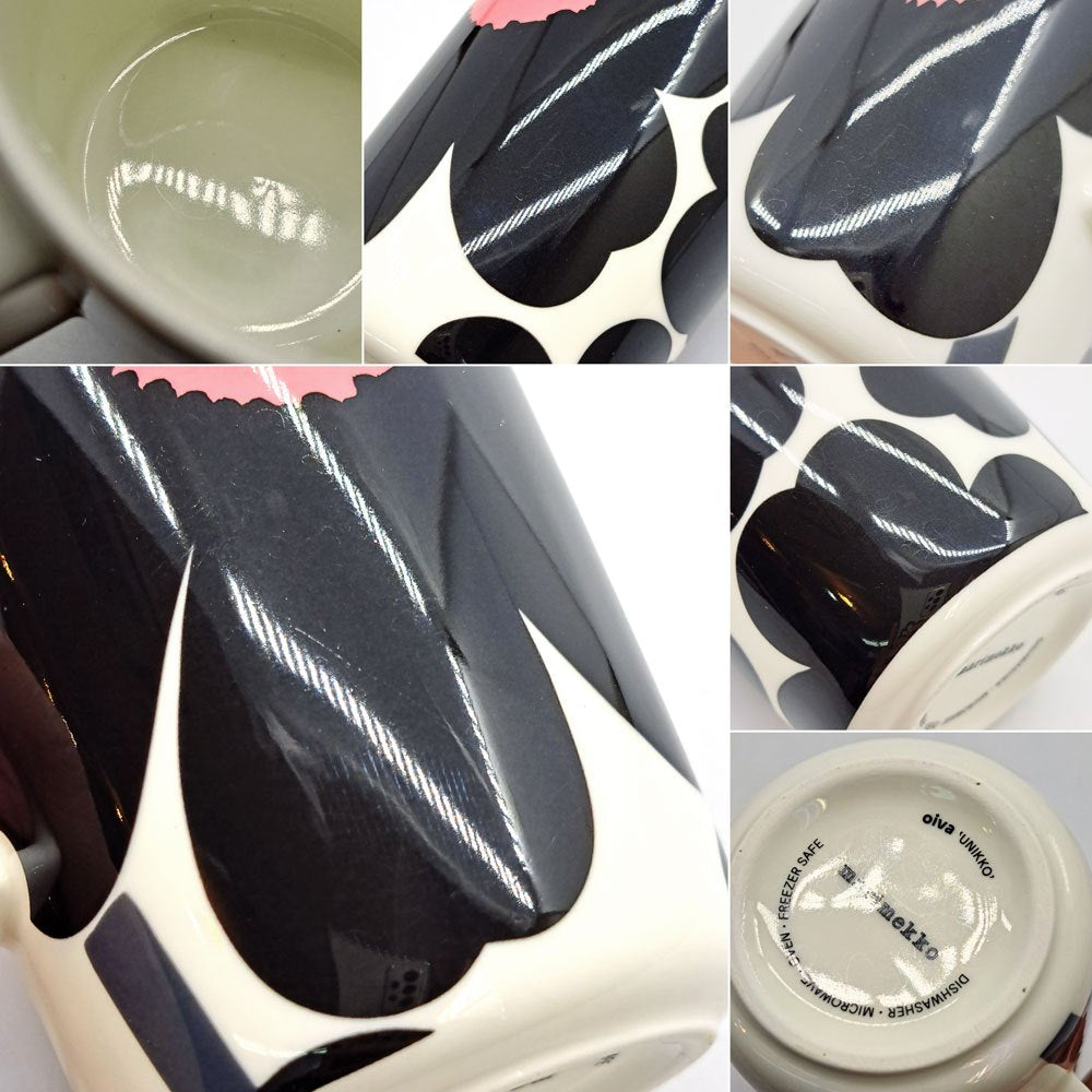 マリメッコ marimekko ウニッコ UNIKKO マグカップ コップ 250ml ブラック×ピンク マイヤ・イソラ Maija Isola 2015年 日本限定カラー 廃番 B ●