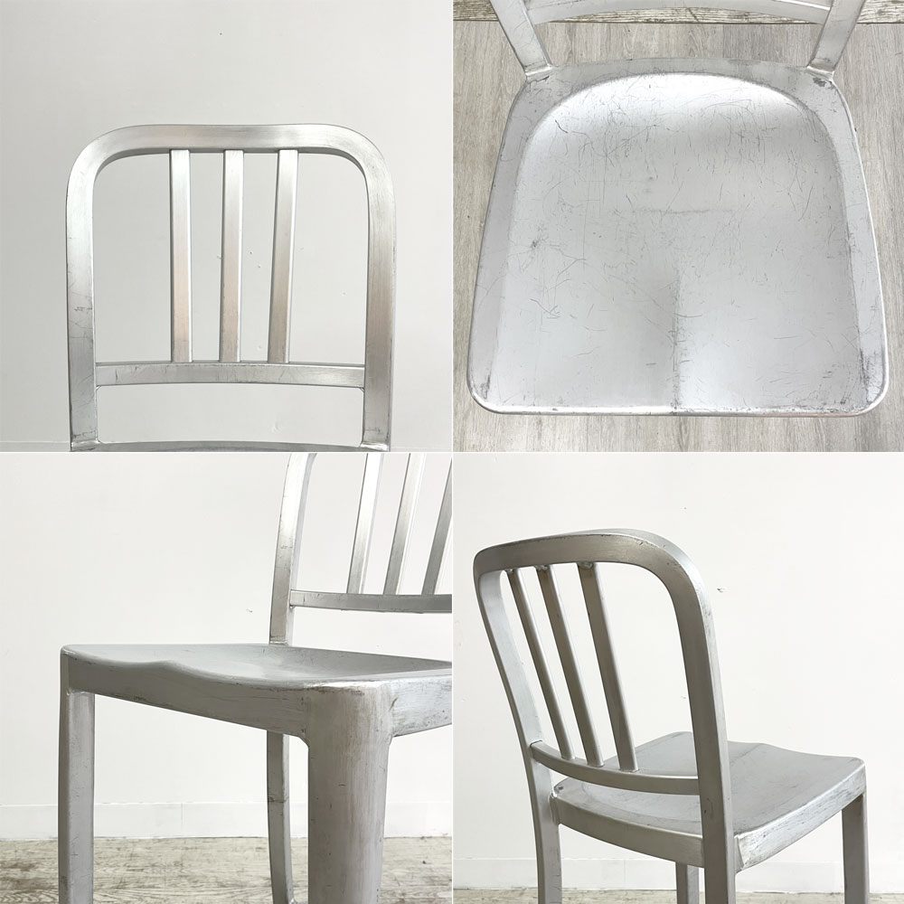 ネイビーバースツール Navy BarStool カウンターチェア リプロダクト アルミニウム インダストリアル デザイン 脚部カット品 H92.5cm B ●