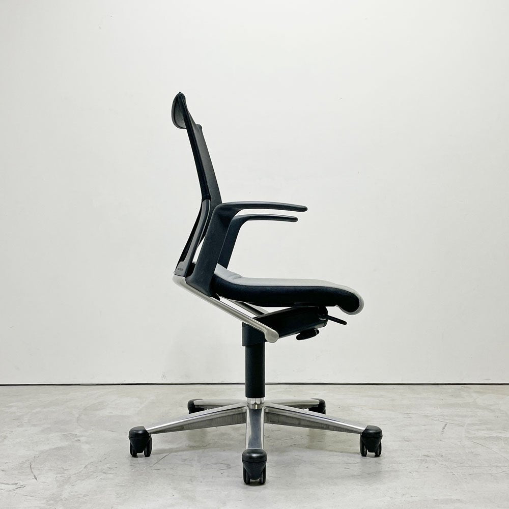 ウィルクハーン Wilkhahn モダス Modus デスクチェア オフィスチェア ミドルバック アーム付 グレー 座面昇降 ●