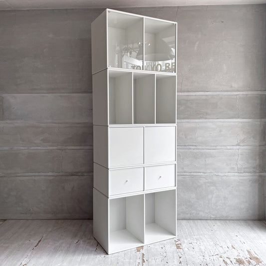 モンタナ MONTANA システムシェルフユニット SYSTEM SHELF UNIT ホワイト 5ユニット キャビネット 木製扉+ガラス扉+ドロワー+シェルフ2種 デンマーク ♪