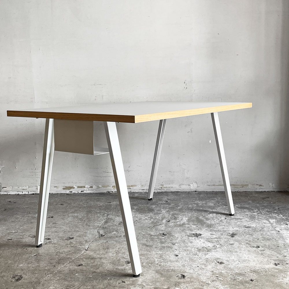 かなでもの KANADEMONO ザ・テーブル THE TABLE リノリウム天板 デスク ダイニングテーブル W120cm × Slimline脚 ホワイト ■