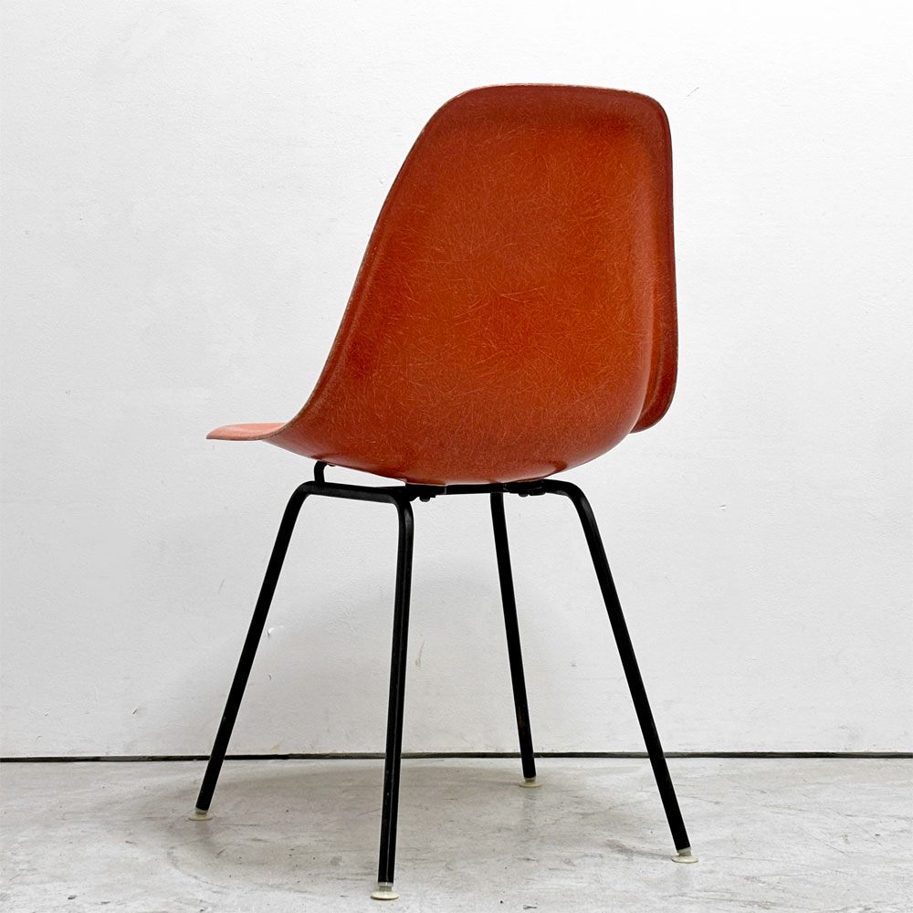 ハーマンミラー Herman Miller サイドシェルチェア ダイニングチェア 2nd FRP Hベース オレンジ系カラー イームズ ビンテージ ミッドセンチュリー ●