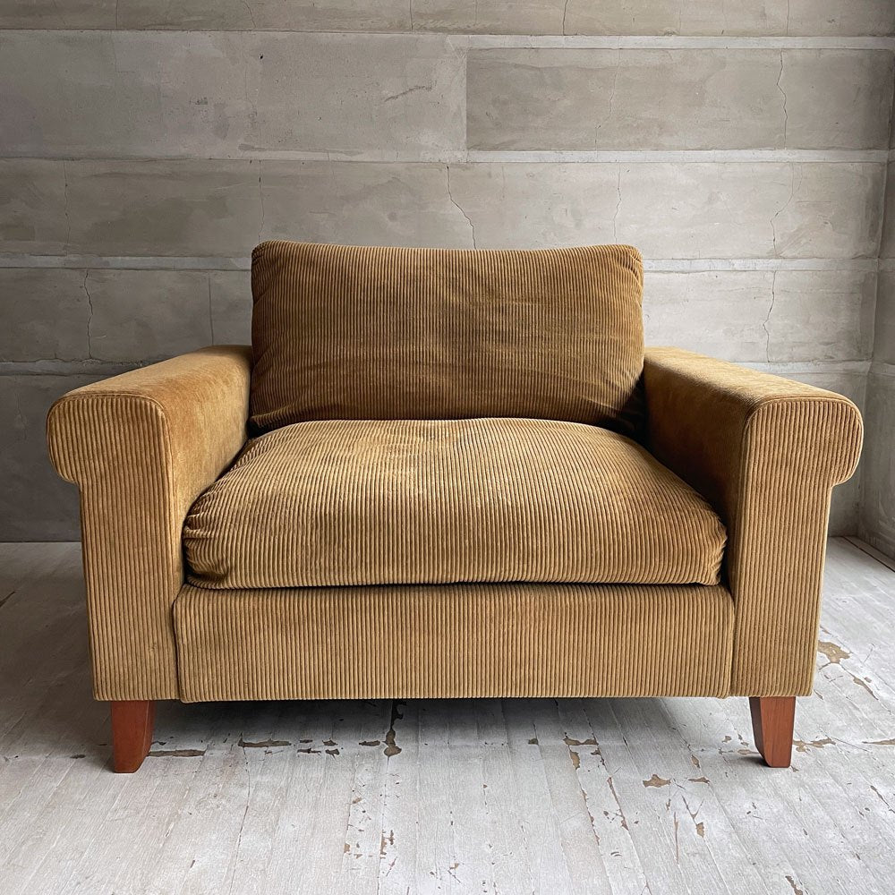 トラックファニチャー TRUCK FURNITURE FKソファ FK SOFA 1.5シーター F-21 グリーンコーデュロイ ウォールナット無垢材 定価￥352,000- ♪