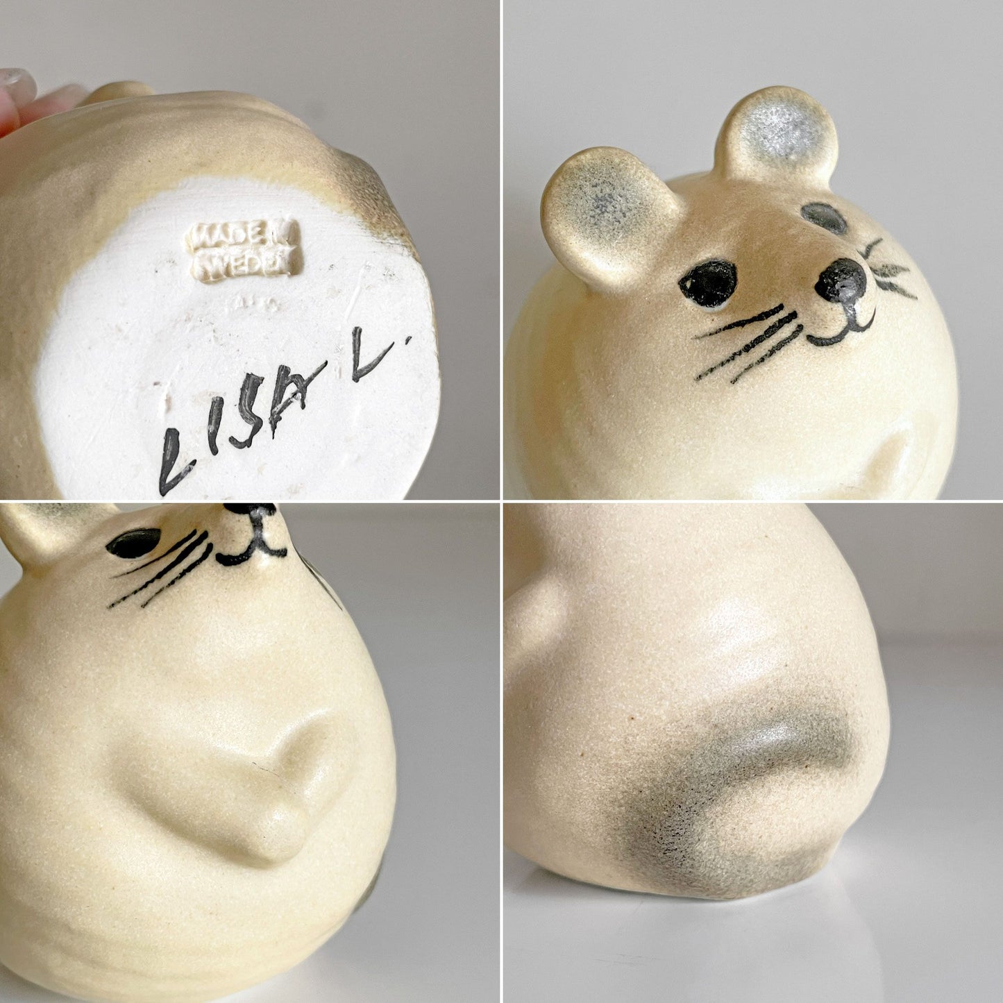 リサラーソン Lisa Larson 3匹のねずみ ホワイト 陶器 フィギュリン オブジェ Keramik Studion Gustavsberg スウェーデン 北欧雑貨 ■