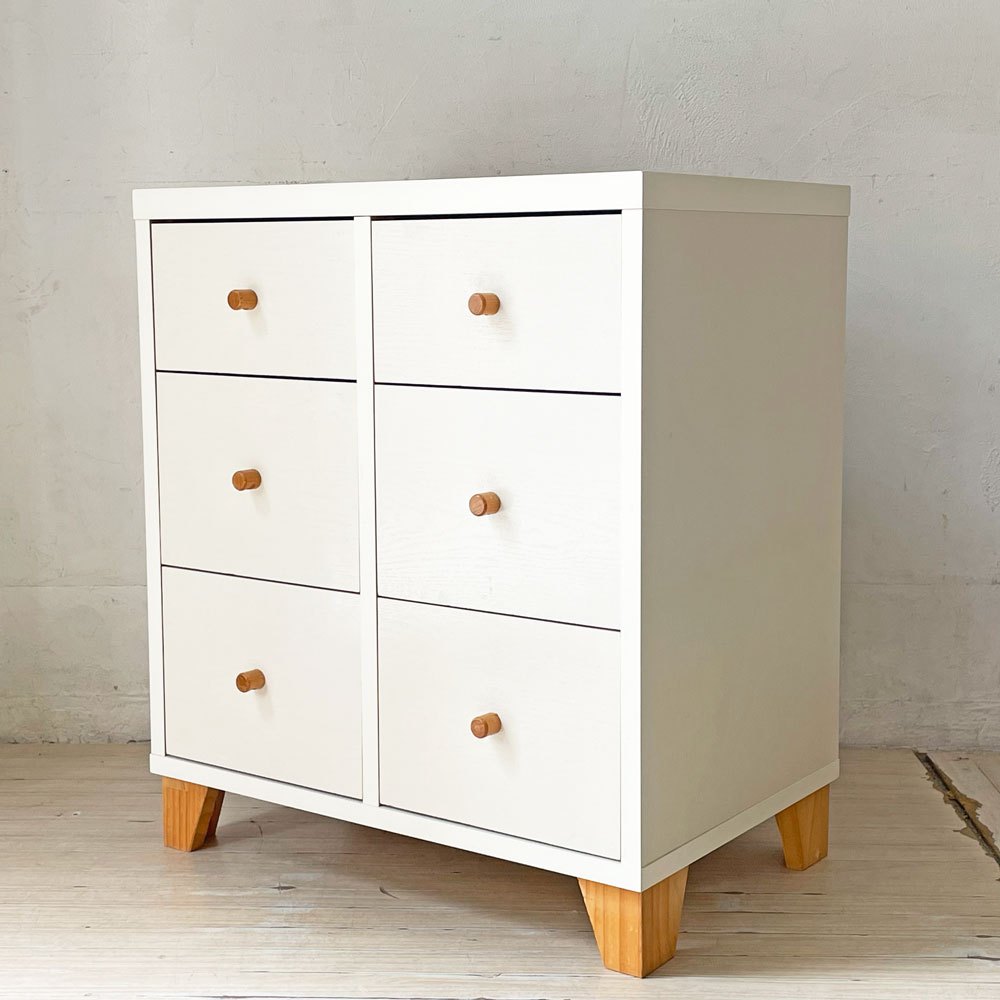 モモナチュラル Momo Natural ラブチェスト LOVE CHEST ワイド 6ドロワー ★