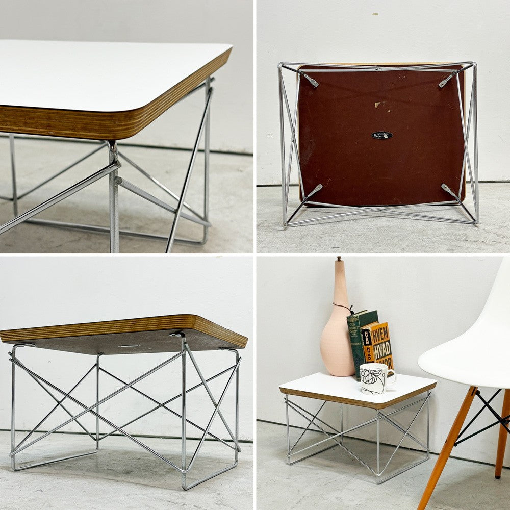 ハーマンミラー Herman Miller イームズワイヤーベースローテーブル Eames Wire Base Low Table LTRT ホワイト クロームベース ミッドセンチュリー 定価￥51,700- ●