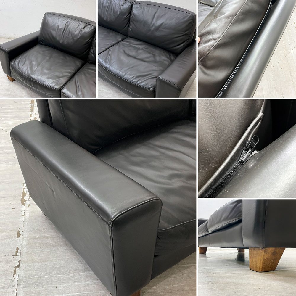 アクメファニチャー ACME Furniture フレスノ FRESNO SOFA 3シーター ソファ オイルレザー 本革 ダークブラウン ビンテージスタイル ●