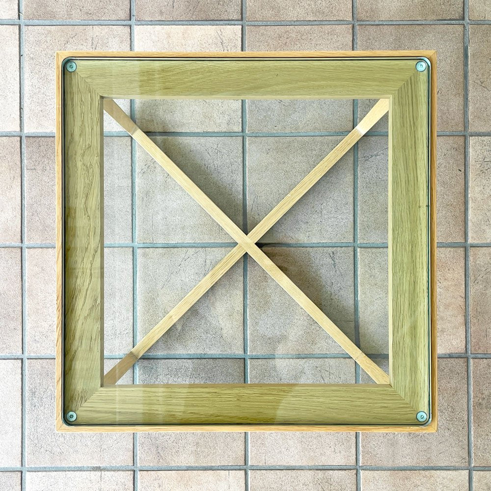 ノルスタジオ Knoll Studio マーク・クルージン コレクション サイドテーブル ロー Marc Krusin Collection Side Table Low ガラス オーク無垢材 W45cm スクエア 廃番モデル ◇