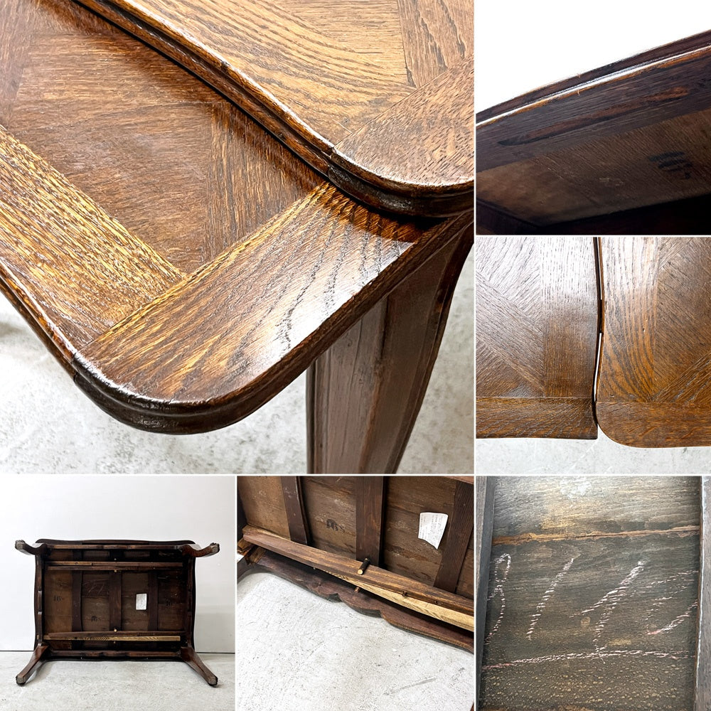 UKビンテージ UK Vintage ドローリーフテーブル ダイニングテーブル オーク材 猫脚 伸長式 英国家具 ●
