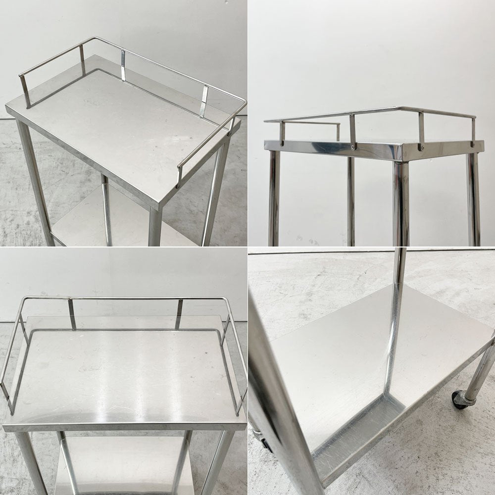 インダストリアルスタイル Industrial Style ステンレスワゴン メディカルワゴン 2段 キャスター付 器械卓子 業務用 シルバー 店舗什器 ●