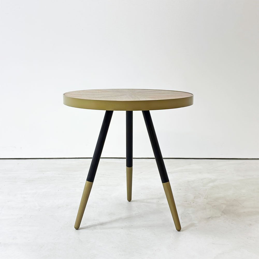 Whitelabel Living デニス サイドテーブル Denise Side Table アッシュ材 鉄脚 アイアンレッグ ウォールナット系カラー ●
