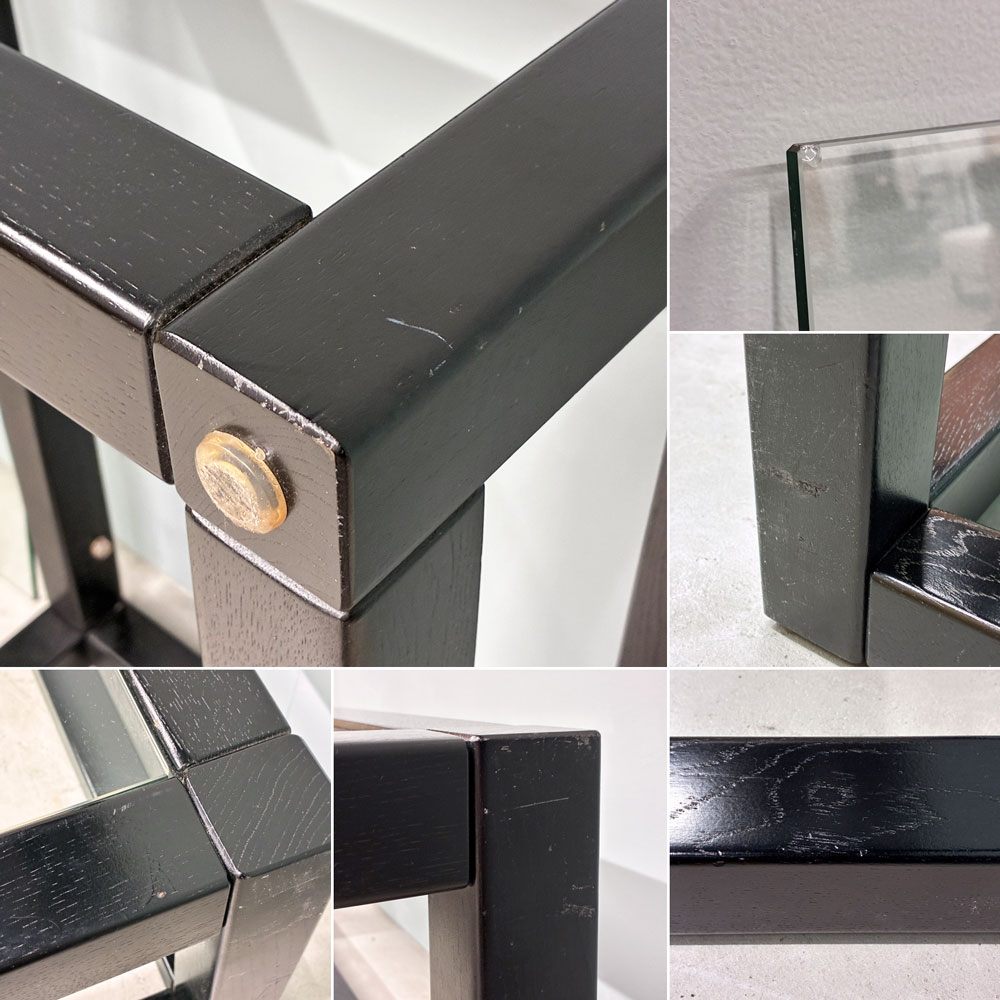 モダンデザイン Modern Design レクタングル コーヒーテーブル ローテーブル ガラストップ × ウッドフレーム ブラック シンプル ◎