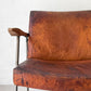 トラックファニチャー TRUCK FURNITURE ファロードレザー アームチェア FURROWED-LEATHER ARM CHAIR L-1 ブラウン ナラ無垢材 牛革 定価￥203.500- ★