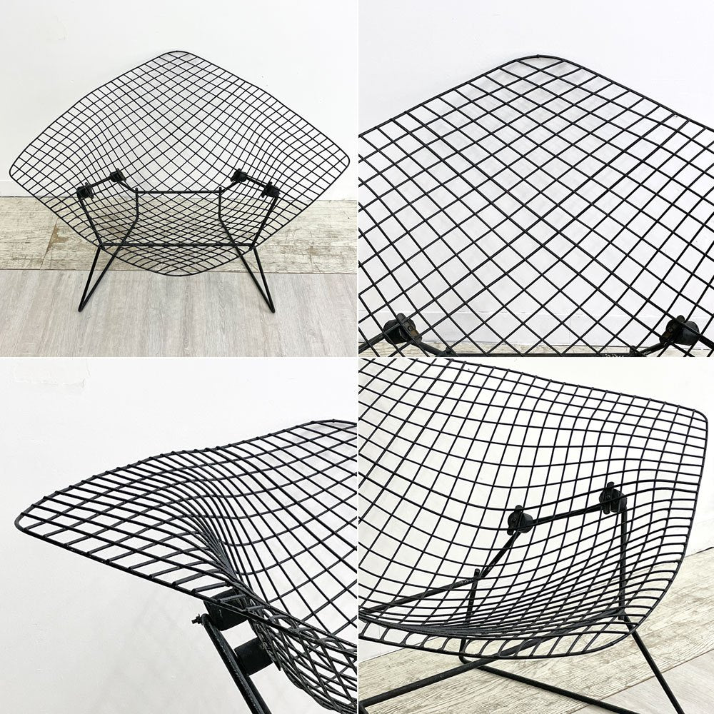 ノル Knoll ビンテージ ダイヤモンドチェア Diamond Chair ラージ ハリー ベルトイア Harry Bertoia ブラック ミッドセンチュリー 名作 ●