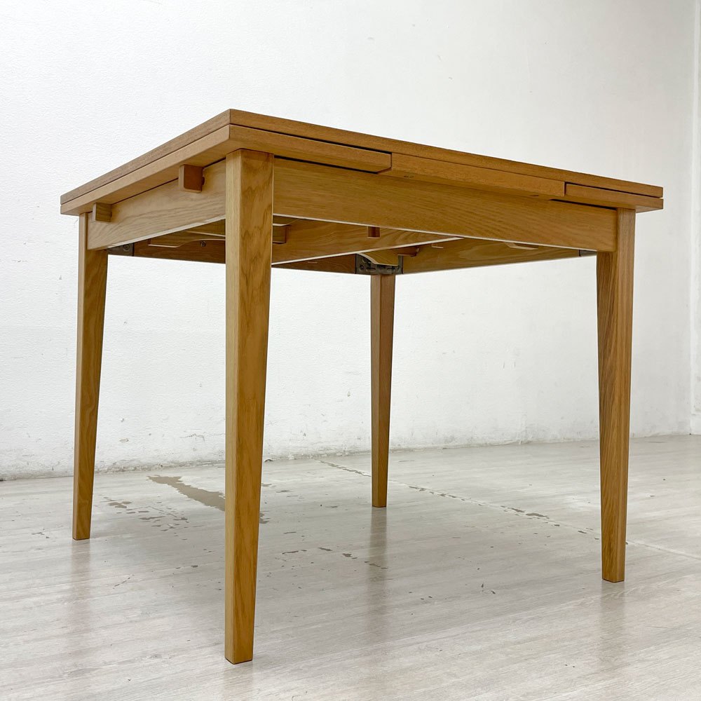 無印良品 MUJI エクステンション ダイニングテーブル 伸長式 オーク材 W85cm ナチュラル 廃番 ●