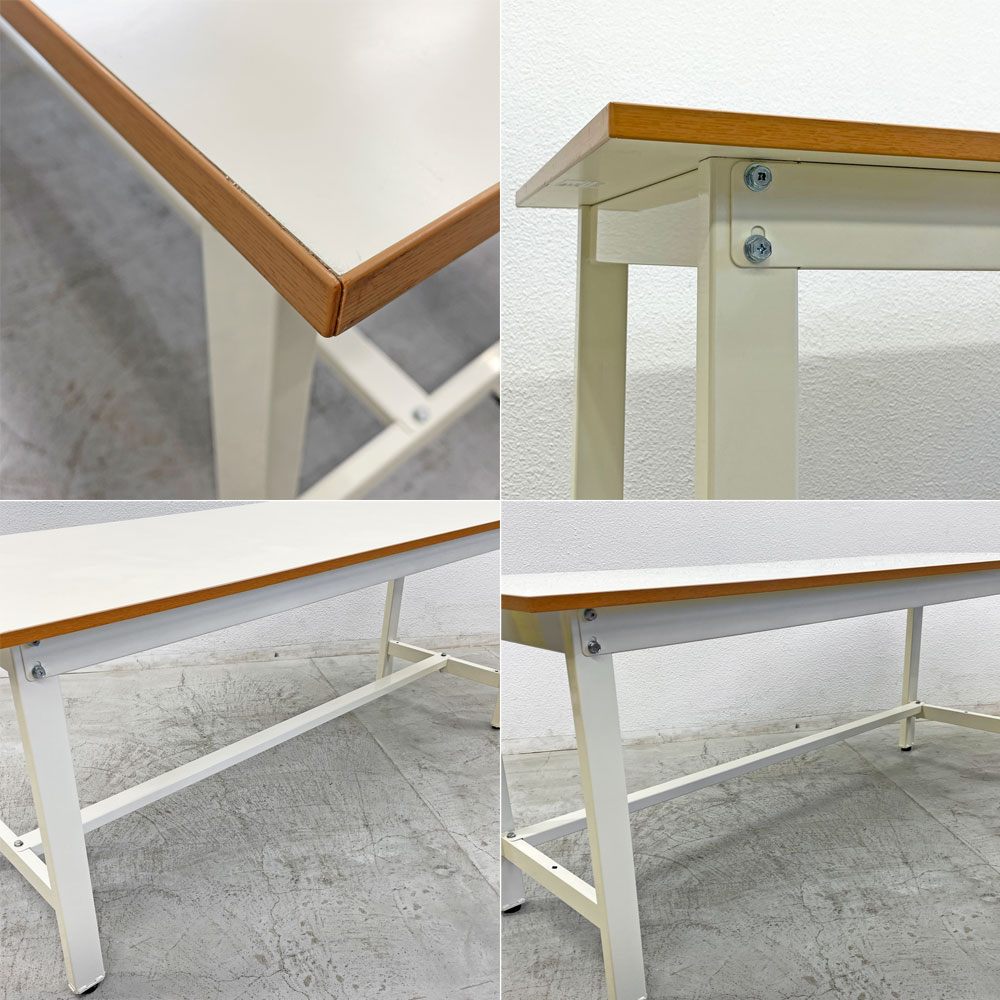 サカエ 軽量作業台 アイボリー W180cm テーブル デスク ポリエステル天板 ホワイト 耐荷重300kg アジャスター付き 参考価格約42,878円 〓