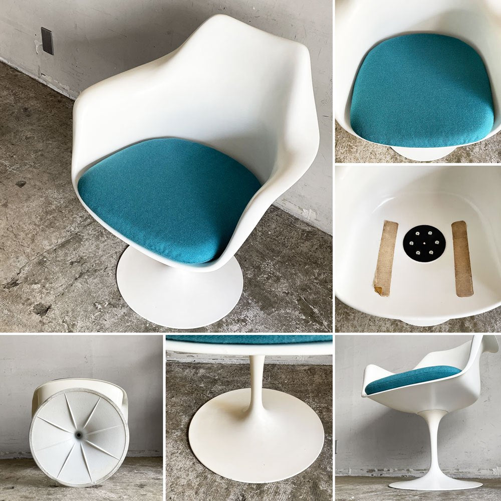 ノル ノール Knoll サーリネンコレクション チューリップチェア アームチェア ダイニングチェア ホワイト 座面クッション交換済み エーロ・サーリネン ビンテージ 参考定価￥520,300- ■