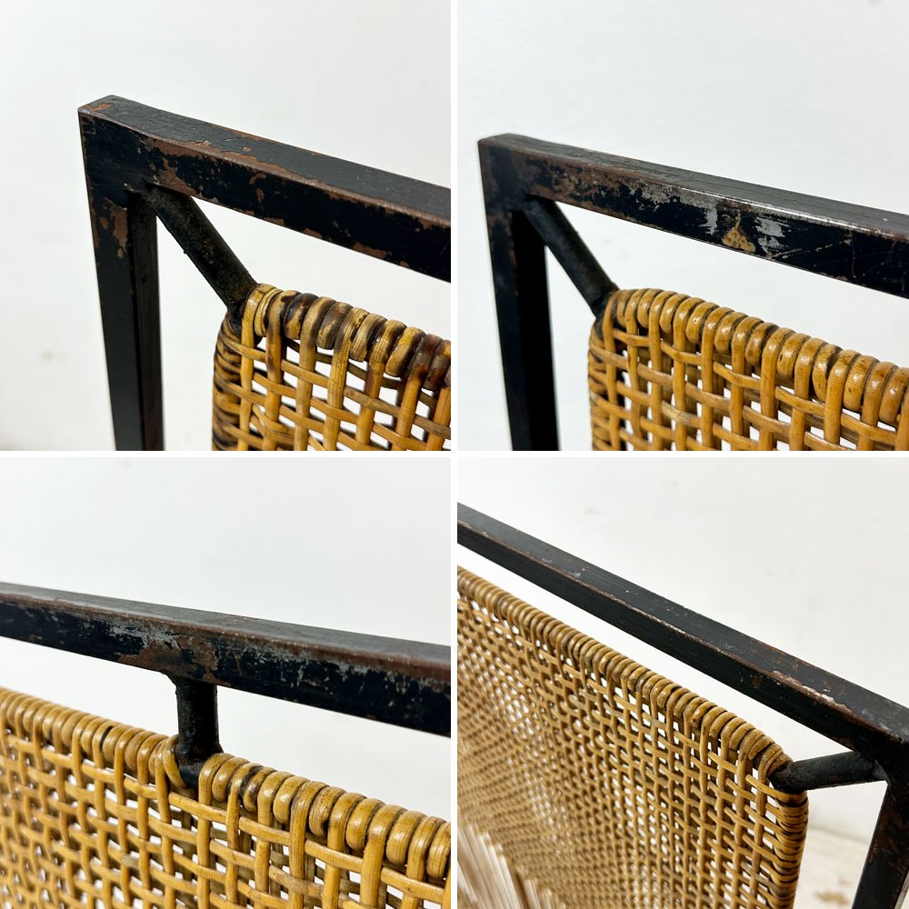 ジャパンビンテージ Japan Vintage アイアン × ラタン パーテーション 衝立 間仕切り H129cm ジャパニーズモダンデザイン B ●