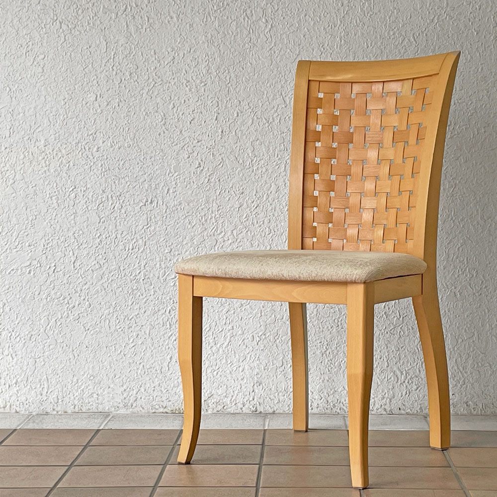 カリガリス Calligaris ダイニングチェア ハイバック ビーチ材 編み込み ファブリック ナチュラルモダン A ◇