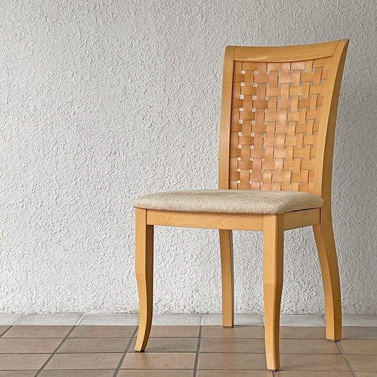 カリガリス Calligaris ダイニングチェア ハイバック ビーチ材 編み込み ファブリック ナチュラルモダン A ◇