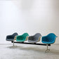 ハーマンミラー Herman Miller ビンテージ エアポートベンチ タンデムシート 4連 アームシェル 2nd ファブリック 新品張替え済 イームズ 希少 ●