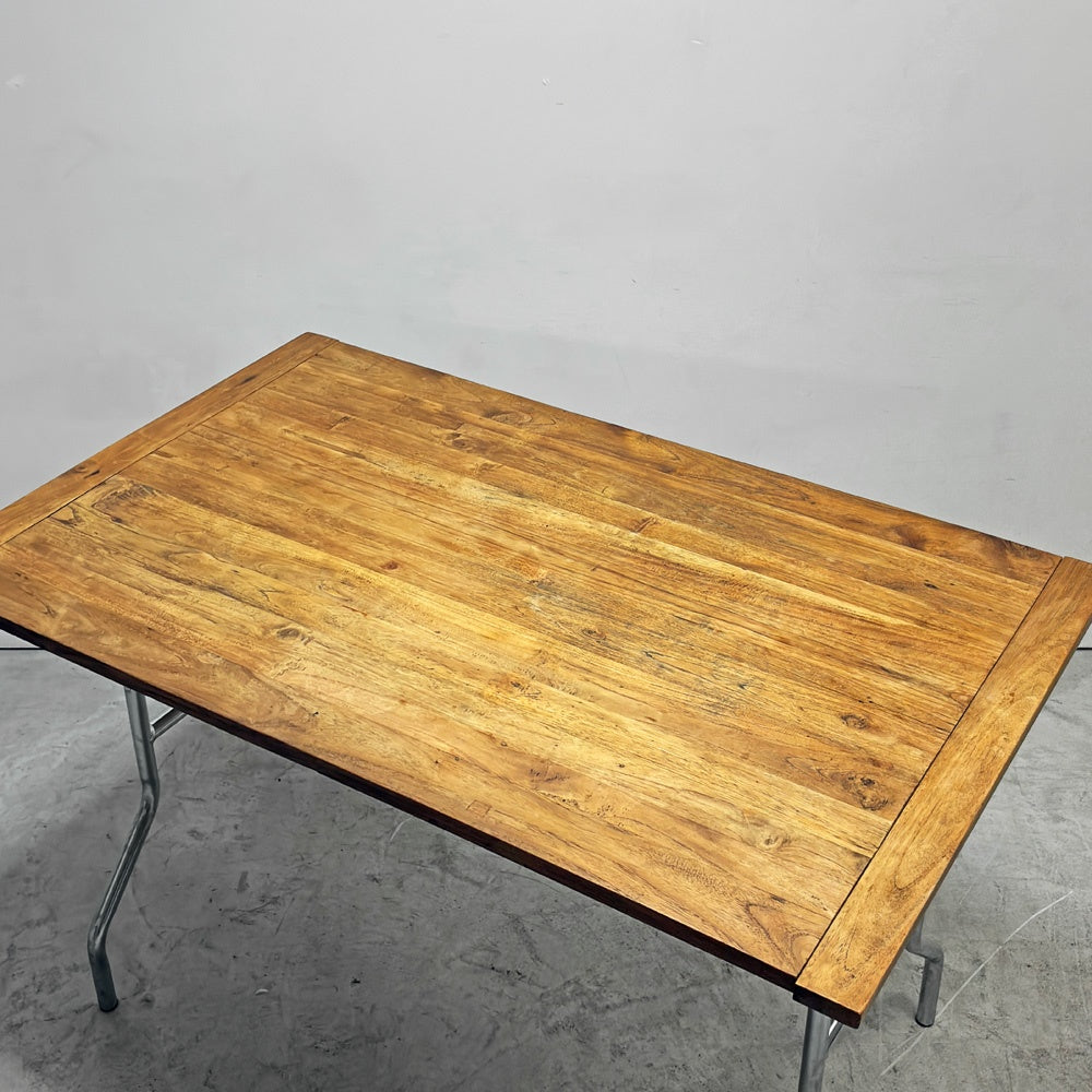 ワークテーブル エブコ EBCO ウィッシュボーンレッグ WISHBONE LEGS + 木製天板 折り畳みテーブル  W120.5cm US 作業台 PFS取扱 インダストリアル ●
