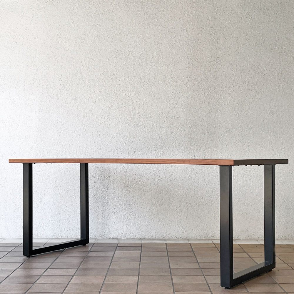 かなでもの KANADEMONO ザ・テーブル THE TABLE ウォールナット天板 幅180cm ブラック スチール スクエアベース ワークデスク インダストリアルデザイン ◇
