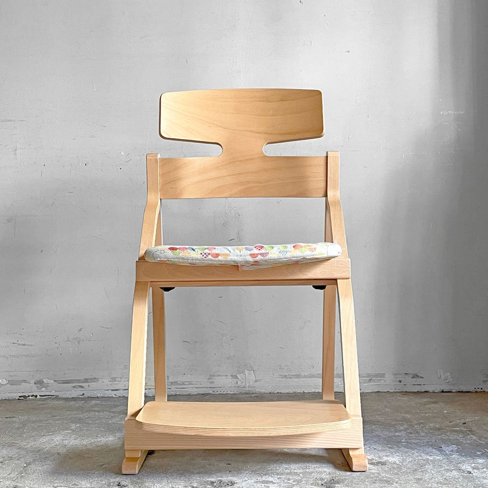 豊橋木工 TOYOMOKU アップライトチェア UPRIGHT CHAIR ナチュラル × アクアブルー 交換用座面カバー付き ベビーチェア キッズチェア ■