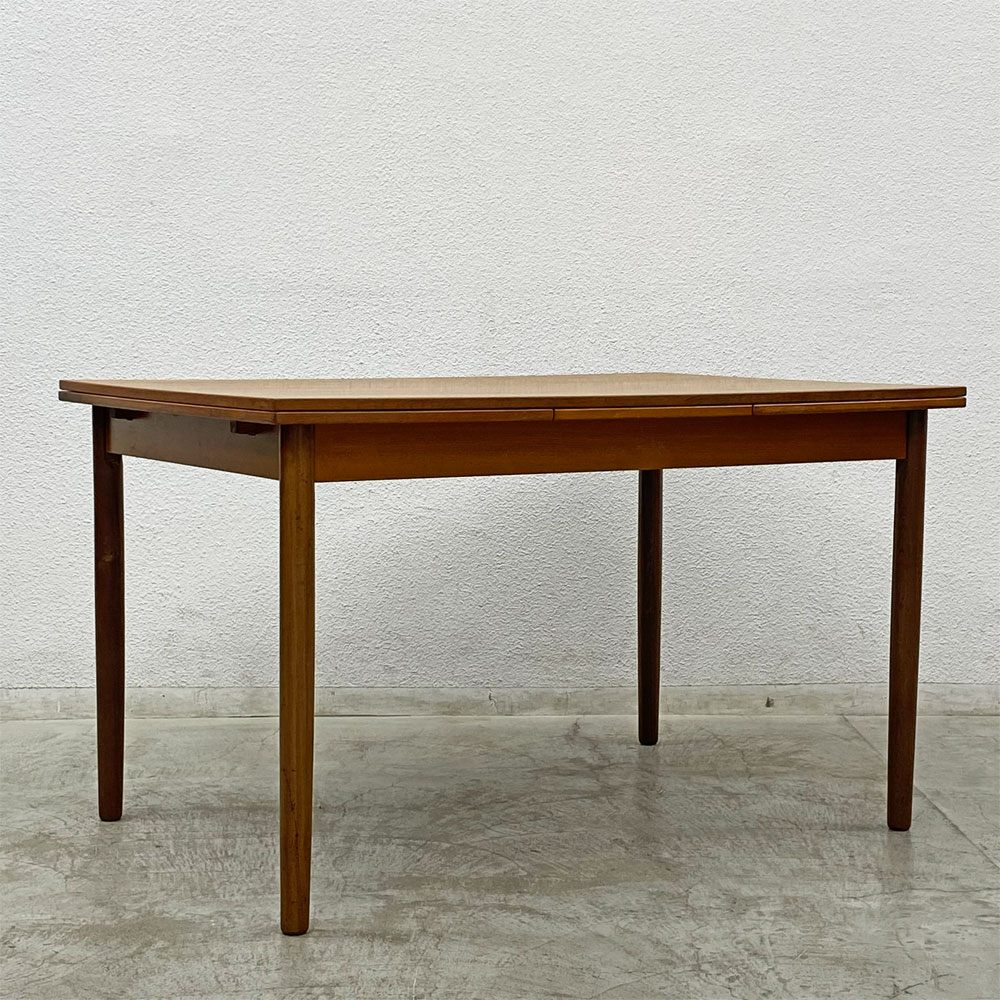 北欧ビンテージ チーク材 ドローリーフ ダイニングテーブル エクステンション 伸長式 W123～209cm デンマーク Danish Vintage ◎