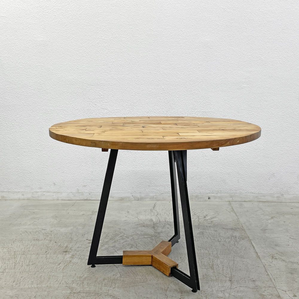 ジャーナルスタンダード ファニチャー JOURNAL STANDARD FURNITURE フェンディ FENDY ラウンドダイニングテーブル チーク古材 Φ100cm 〓