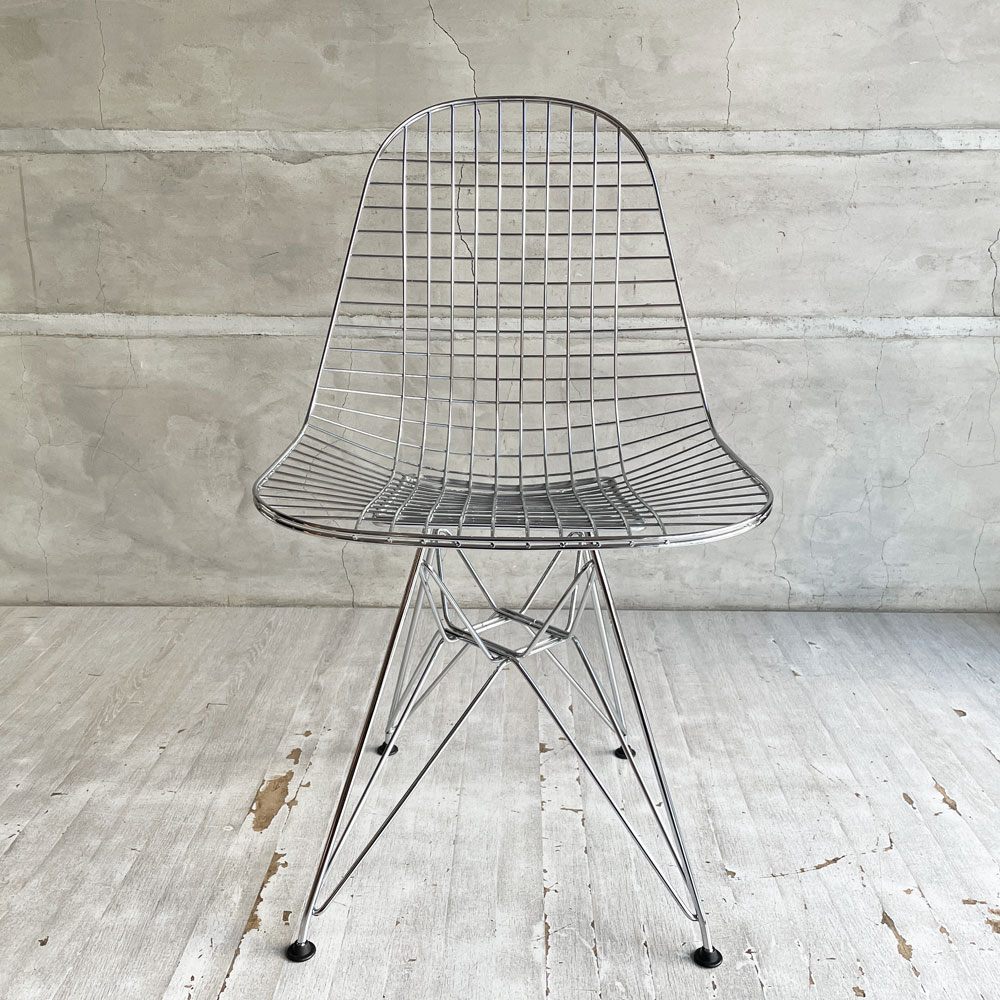 ヴィトラ vitra ワイヤーチェア Eames Wire Chair DKR5 エッフェルベース シートパッド付 イエローカラー C&R イームズ ミッドセンチュリー ♪