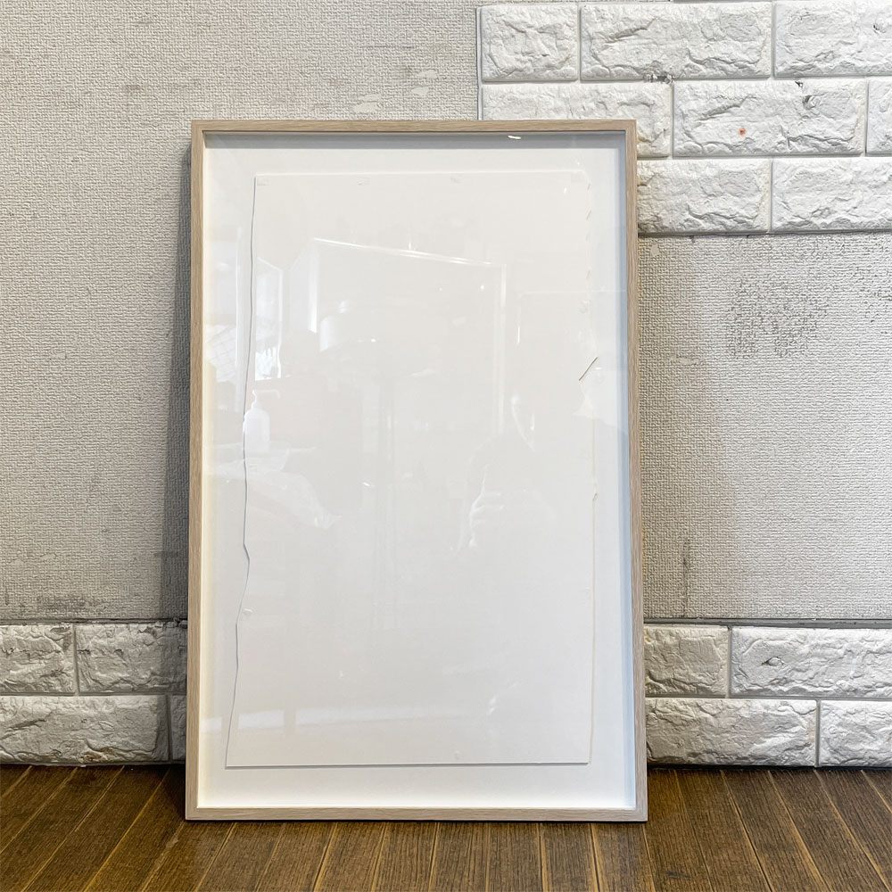 ニュートン newton 都立大 オリジナルウッドフレーム 額縁 オーダー品 オーク材 ワイパーホワイト 69.5×45.5cm 外箱付 ◎