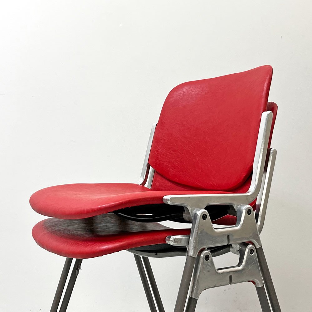 カステリ Castelli DSC 106 ダイニングチェア スタッキングチェア ミーティングチェア  PVCレザー ジャンカルロ・ピレッティ ビンテージ イタリア A ●