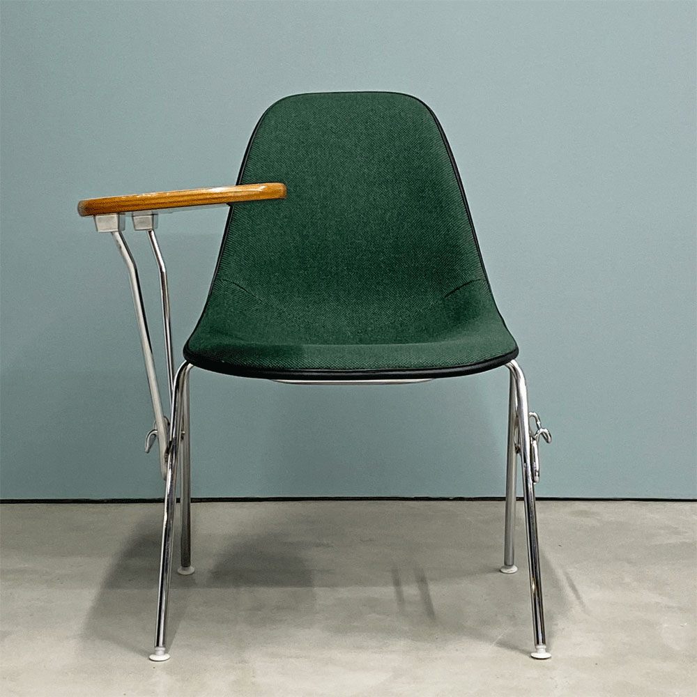 ハーマンミラー Herman Miller サイドシェルチェア セカンド 2nd ビンテージ アプホルスター スクールベース 肘掛けテーブル付 イームズ ミッドセンチュリー B ◎