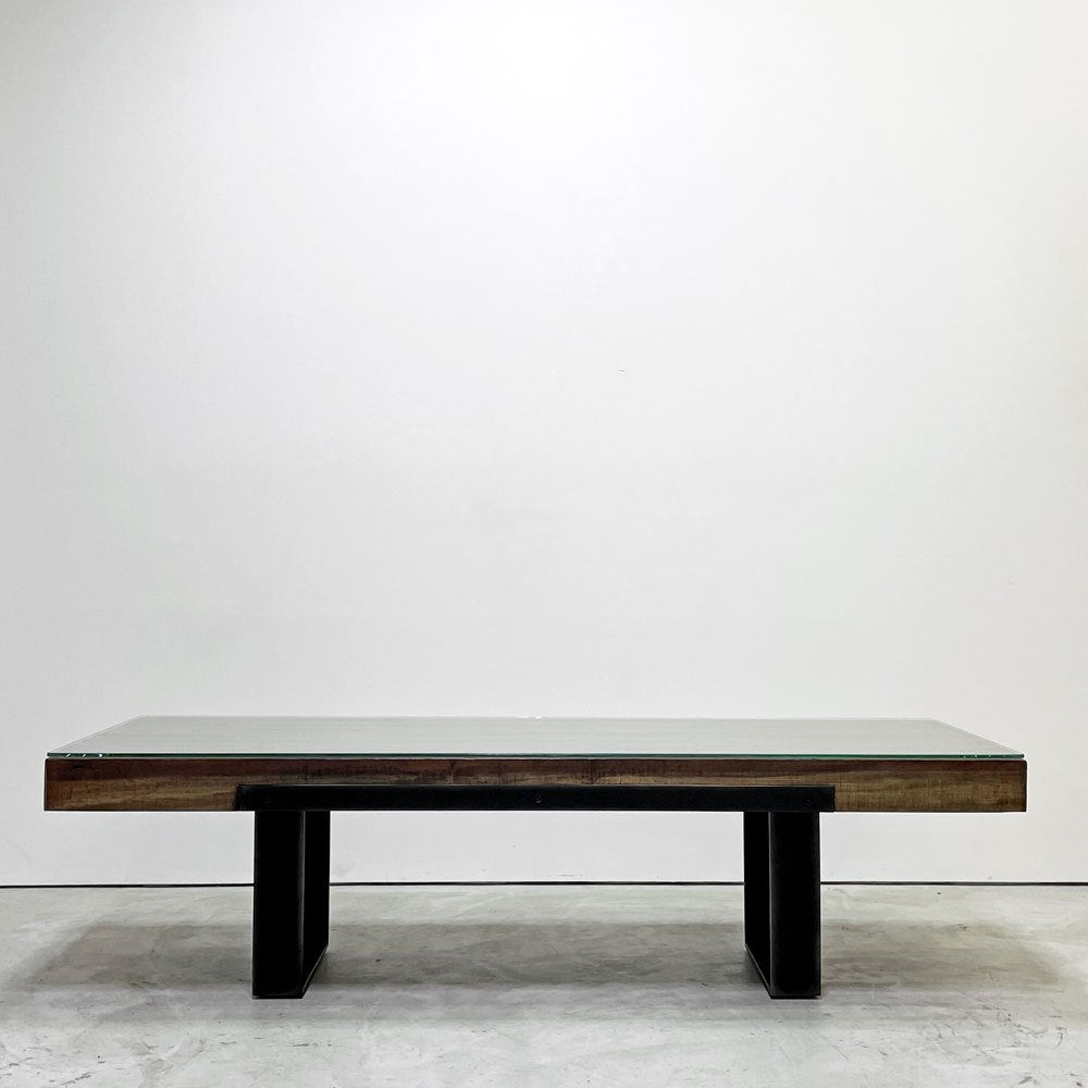 ビーナ bina GRAHAM グラハム コーヒーテーブル COFFEE TABLE アイアンレッグ 古材 W150cm インダストリアルデザイン 廃番 ●
